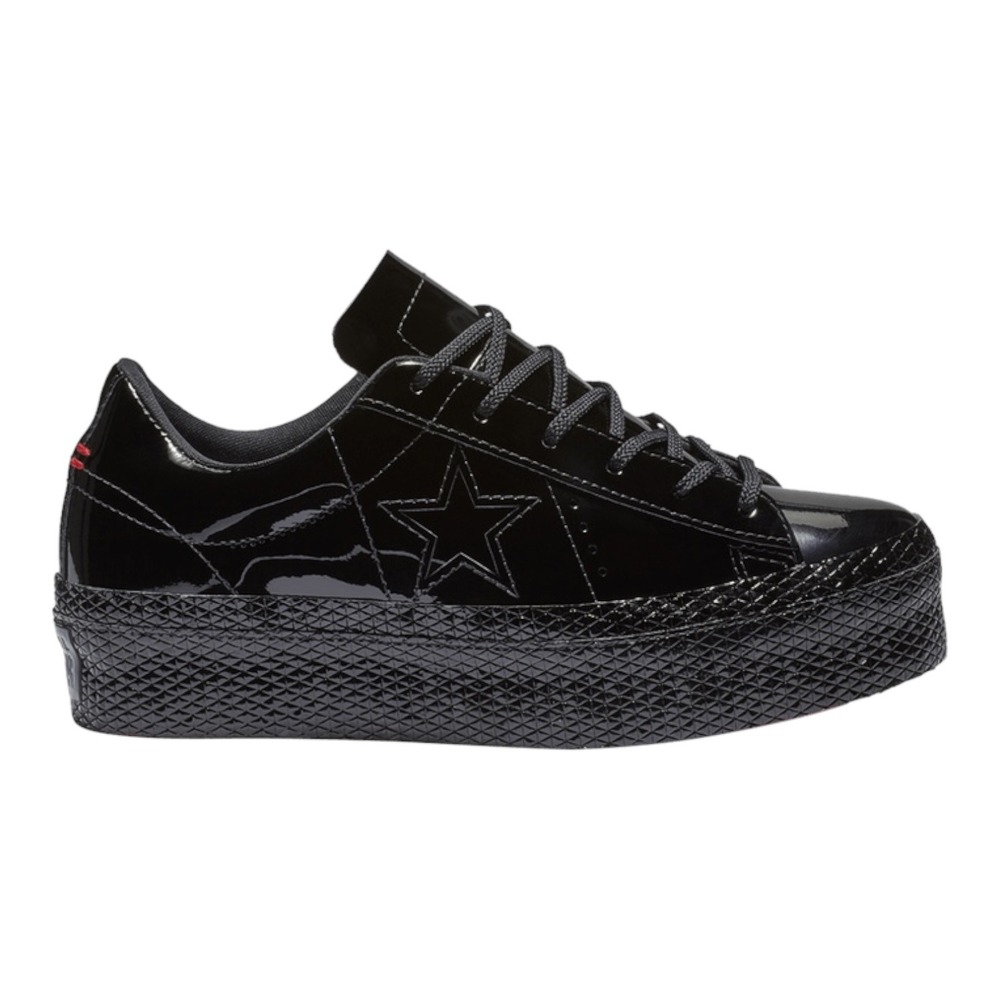 Converse One Star Platform OX Black Patent Leather Sneakers Women's Size 11